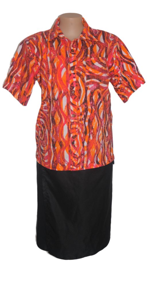 Manea Matching Set Orange Black ( Puletasi size 14 / Shirt XL)