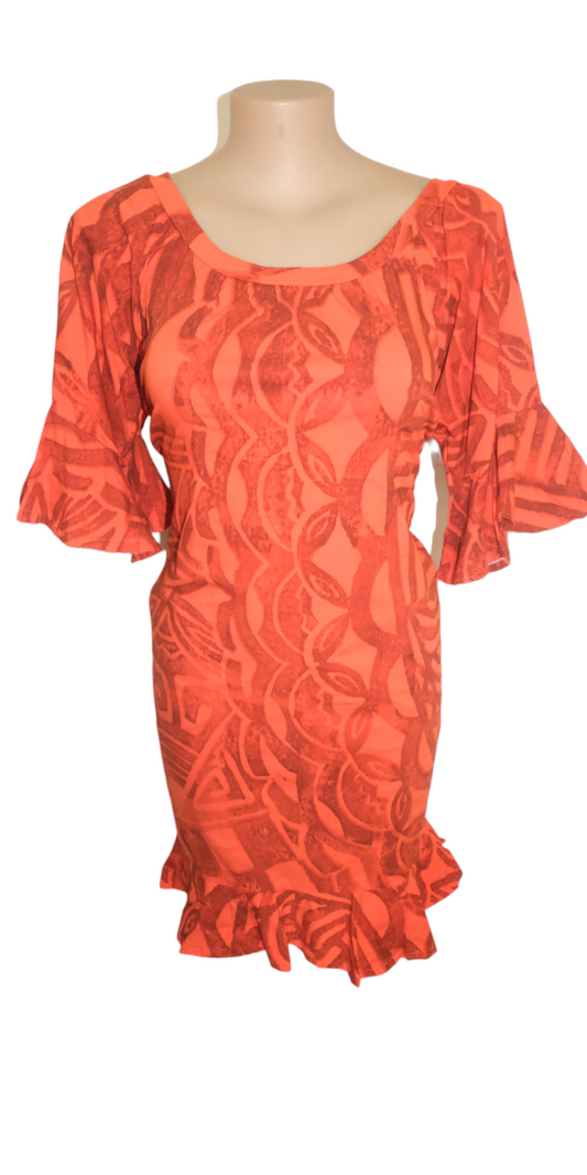 Martha Midi Dress Orange Brown 20