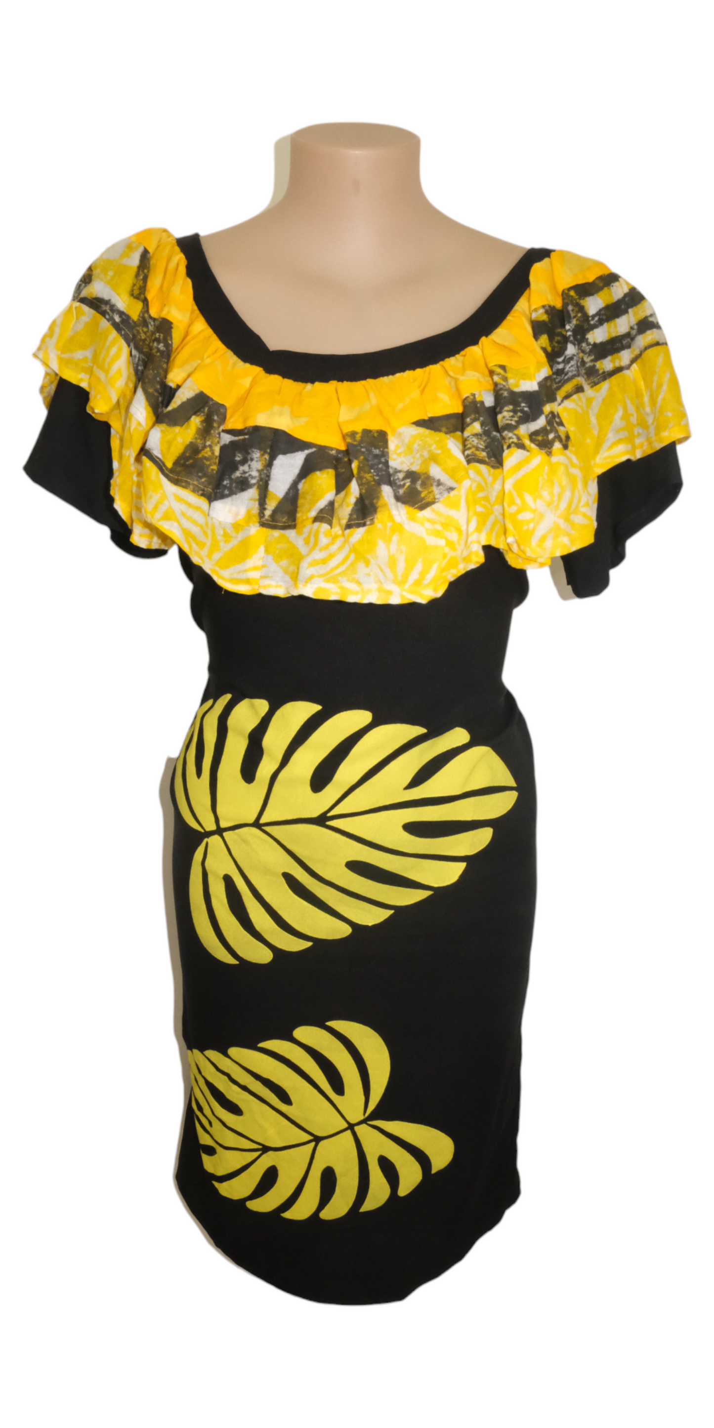 Aulelei Darling Midi Dress Black Yellow 22