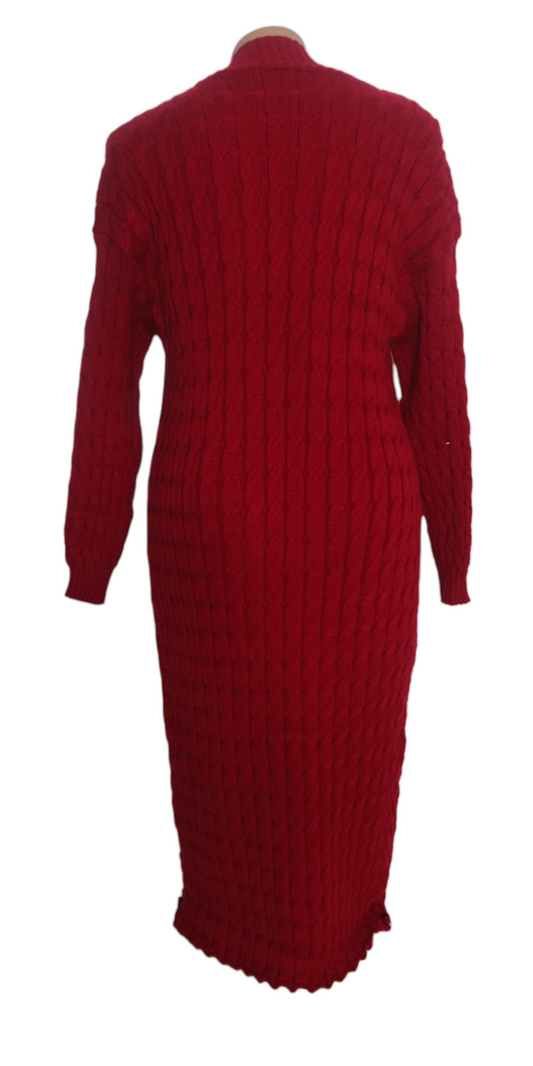 Vania Knitted Maxi Length Cardigan Red