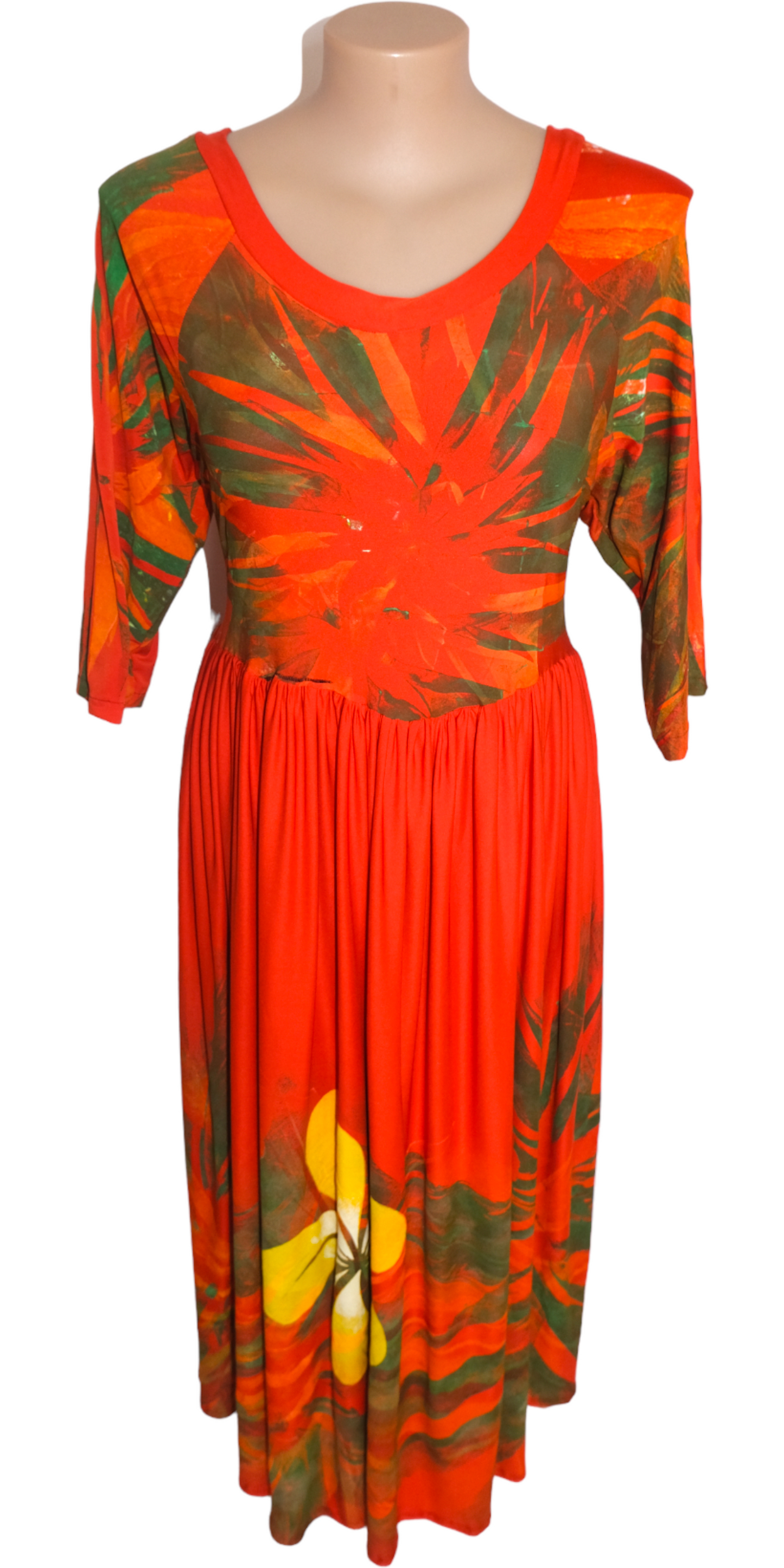 Eva Maxi Dress Orange Green - 18