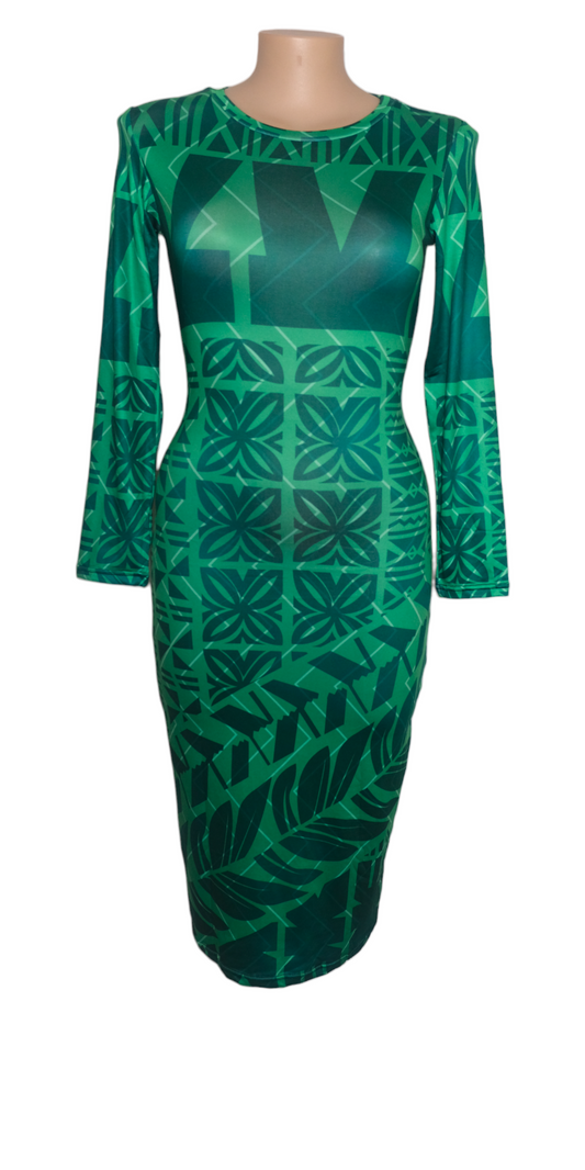 Vania Long Sleeve Dress Green 12