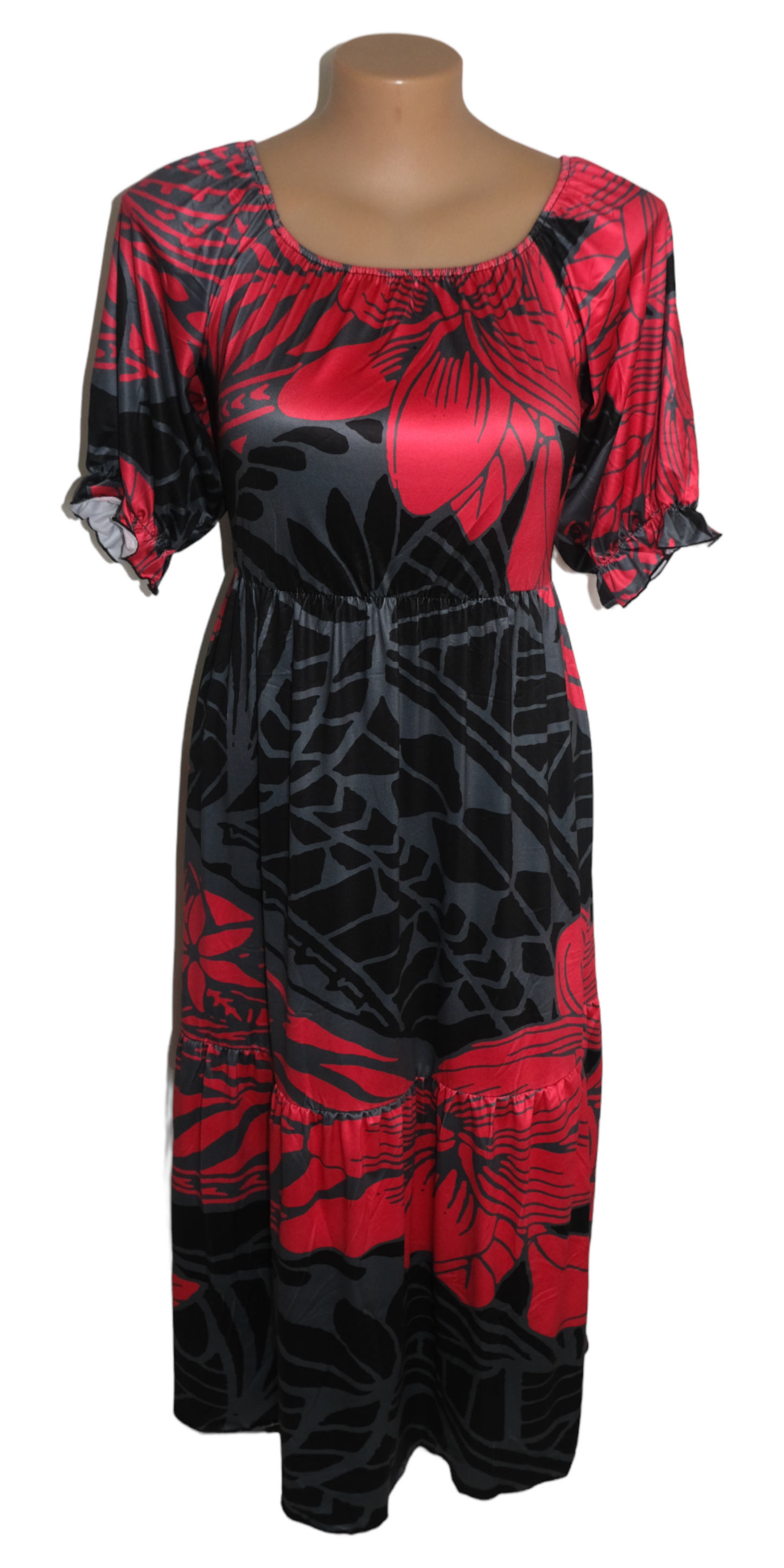 Vania Baby Waist Dress Black Grey Red - 16