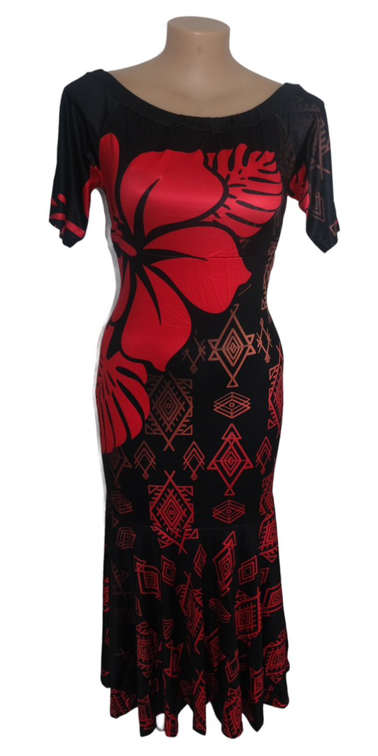 Vania Mermaid Maxi Dress Back Red - 22