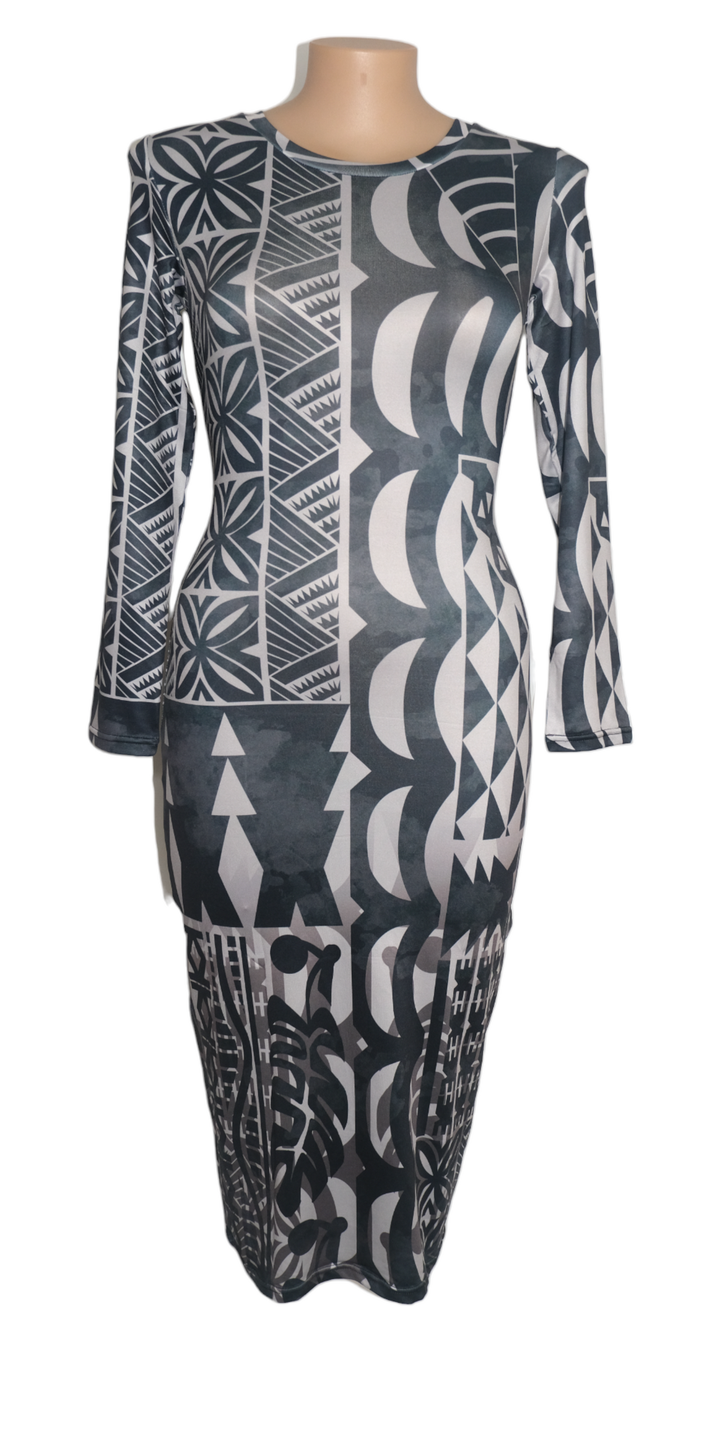 Vania Long Sleeve Dress Black Grey  12-16