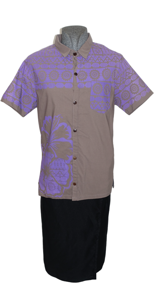 Men Shirt Purple Brown (L)